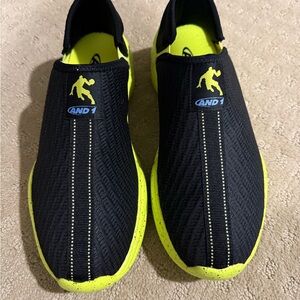AND1 Black and Neon Yellow Slip-On Shoes